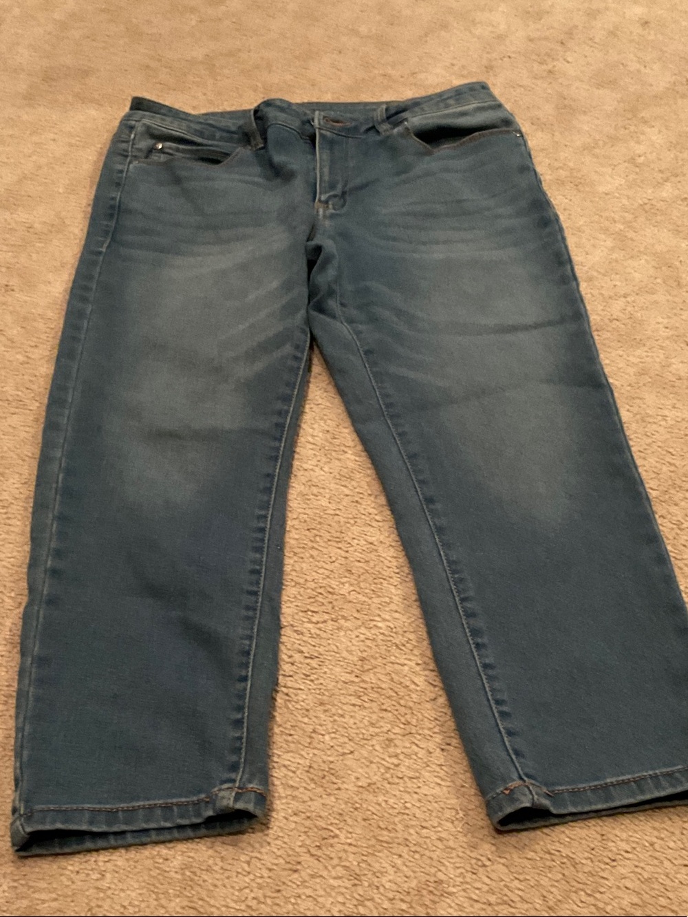 Tahari Womens Crop Straight Fit Jeans - Blue